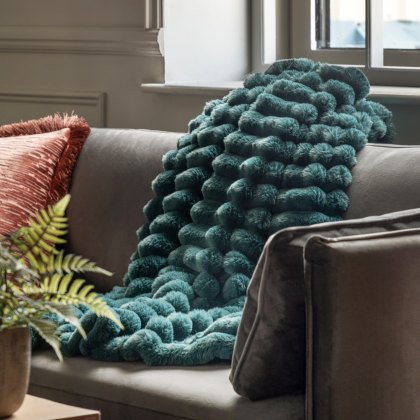 Throws - Ribbed Faux Fur (Teal)