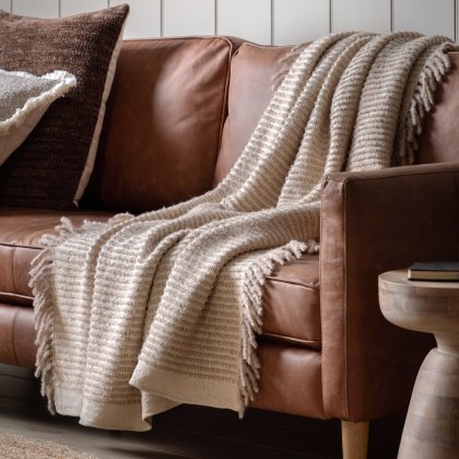 Throws - Side Fringe Cream Throw