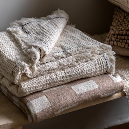 Throws - Stitched Border Waffle (Cream)