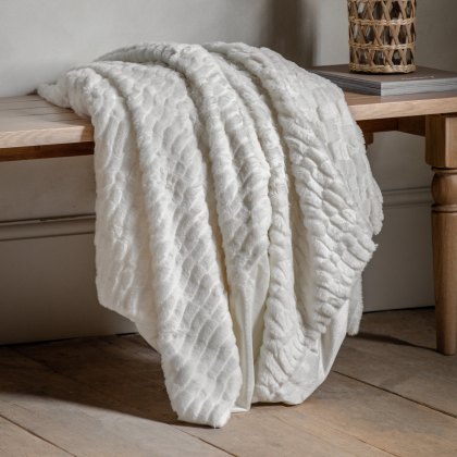 Throws - Textured Rabbit Faux Fur (Cream)
