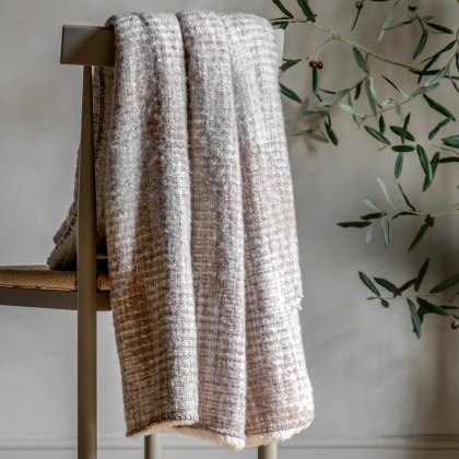 Throws - Woven Natural Faux Mohair Sherpa