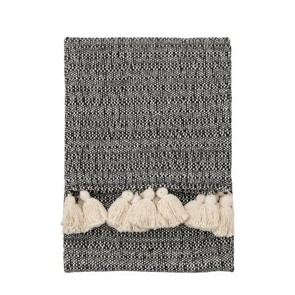 Throws - Woven Throw with Tassels (Black)