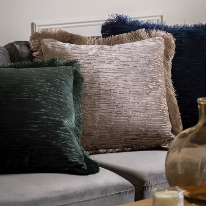 Cushions - Silver Cut Velvet Fringe