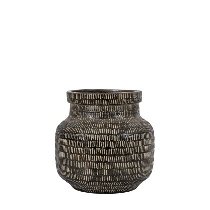 Accessories - Sgraffito Vase Wide Black