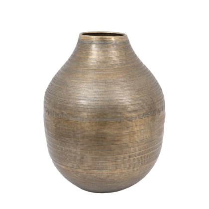 Accessories - Zahara Hammered Metal Vase Antique Brass