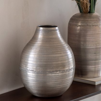 Accessories - Zahara Hammered Metal Vase Antique Silver