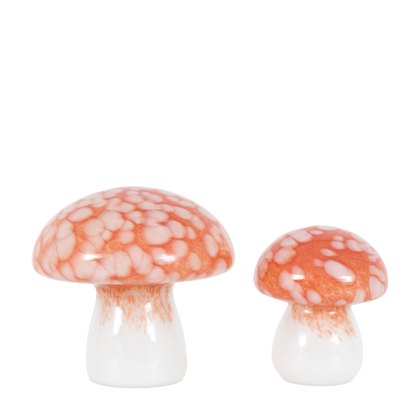 Accessories - Burnt Orange Confetti Glass Mushrooms (Set of 2)