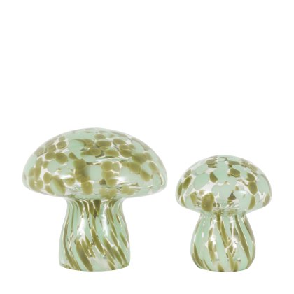 Accessories - Forest Green Confetti Glass Mushrooms (Set of 2)