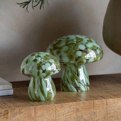 Accessories - Forest Green Confetti Glass Mushrooms (Set of 2)