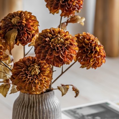 Faux Flowers - Faux Stem Dahlia Burnt Orange (6pk)