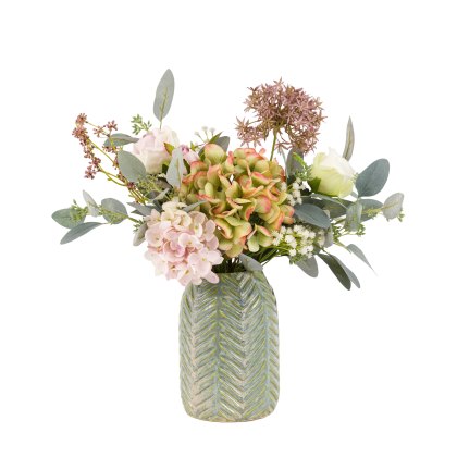 Faux Flowers - Hydrangea Ceramic Arrangement