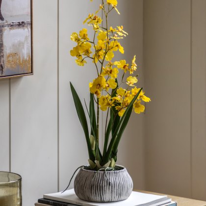 Faux Plants - Orchid Yellow in Low Ceramic Pot