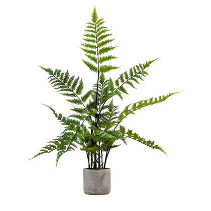 Faux Plants - Potted Fern in Cement Pot H