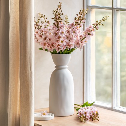 Faux Flowers - Vintage Hollyhock Floral Stem Tall Pink (12pk)