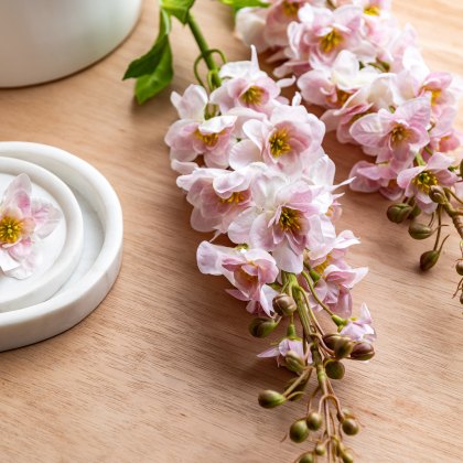 Faux Flowers - Vintage Hollyhock Floral Stem Tall Pink (12pk)