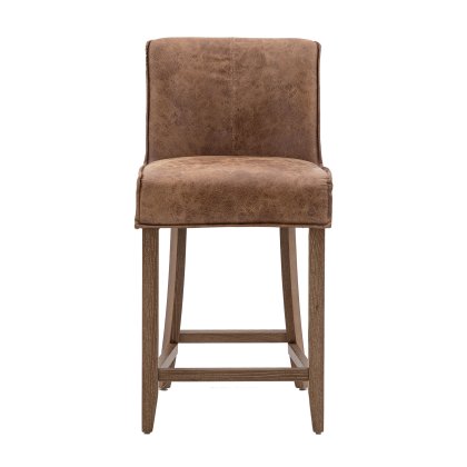 Tarnby - Bar Stool Brown Leather (pair of stools)
