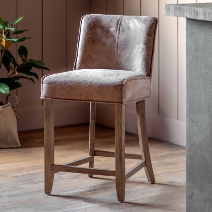 Tarnby - Bar Stool Brown Leather (pair of stools)