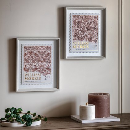 William Morris - Stamp Red Framed Art Set of 2