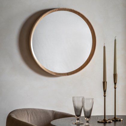 Mirrors - Cedar Round Mirror Oak Small
