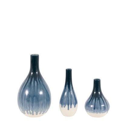 Accessories- Orro Blue Organic Fade Ceramic Vase Set of 3