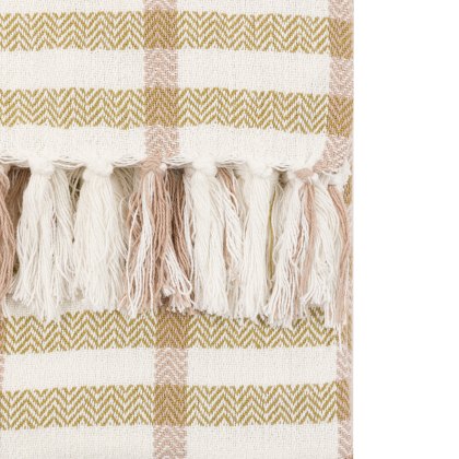 Throws - Arvo Grid Woven Throw Green / Rust