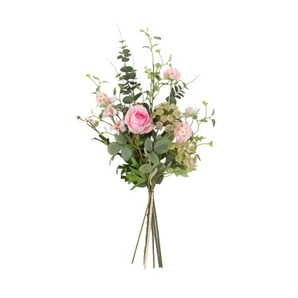 Faux Flowers - Pink Mixed Wrapped Bouquet