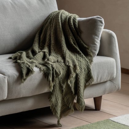Throws - Soft Touch Waffle Throw Olive Throws - Soft Touch Waffle Throw Olive