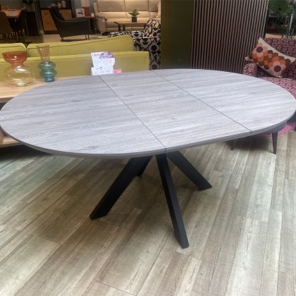 Prescot - Round Grey Extending Dining Table (120x160cm)