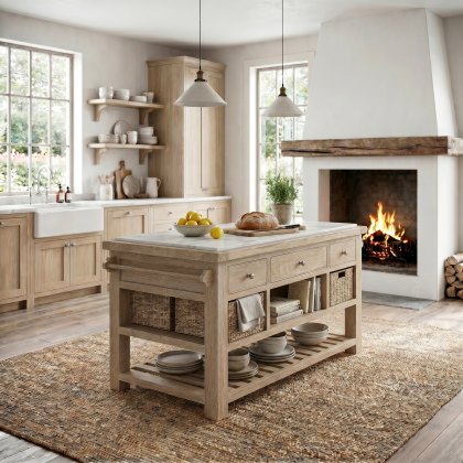 Providence (White Wash) - Large Kitchen Island