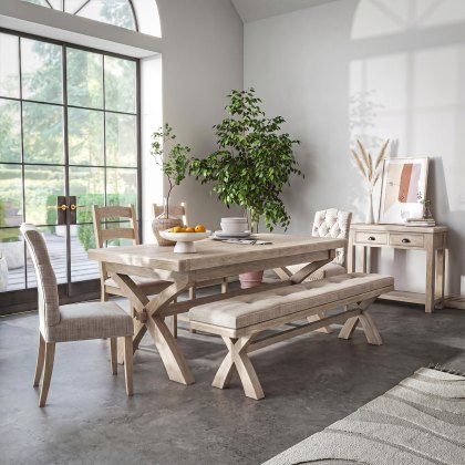 Providence (White Wash) - Cross Leg Extending Dining Table