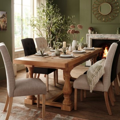 Providence (White Wash) - Small Extending Trestle Dining Table