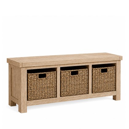 Providence (White Wash) - Storage Bench Without Cushion