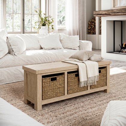 Providence (White Wash) - Storage Bench Without Cushion