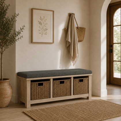 Providence (White Wash) - Charcoal Cushion For Storage Bench