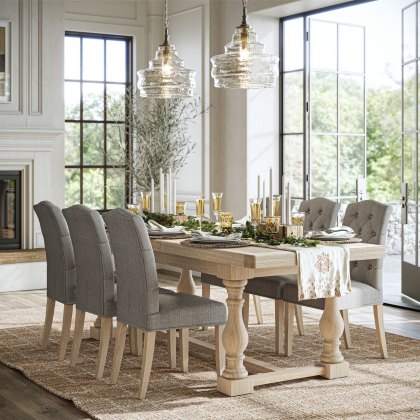 Normandy White Wash - Large Extending Trestle Dining Table