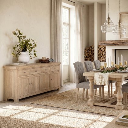 Providence (White Wash) - Sideboard with 4 Drawers + 4 Doors
