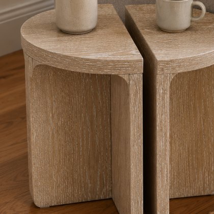 Bridgeport - Half Moon Nest Of Tables (Wooden Top)