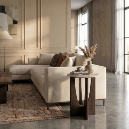 Vermont - Round Side Table (Travertine Top)