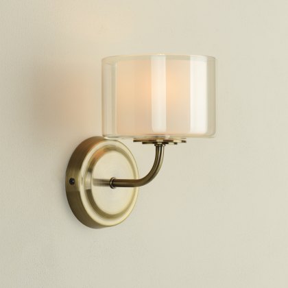 Laura Ashley - Southwell Wall Light Antique Brass and Opal Glass