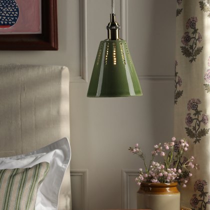 Joules - Allington Pendant Green Ceramic and Matt Antique Brass