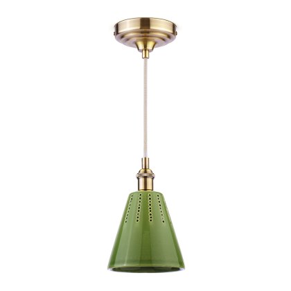 Joules - Allington Pendant Green Ceramic and Matt Antique Brass