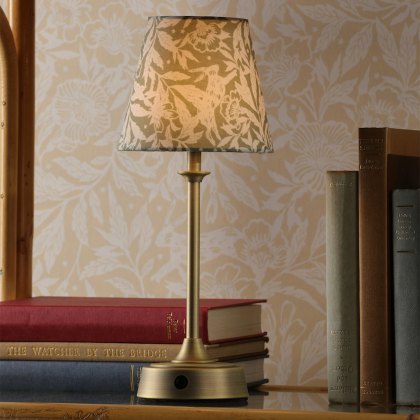 Joules - Apsley Rechargeable Table Lamp Matt Antique Brass With Shade LED