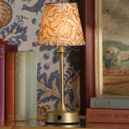 Joules - Apsley Rechargeable Table Lamp Matt Antique Brass With Shade LED