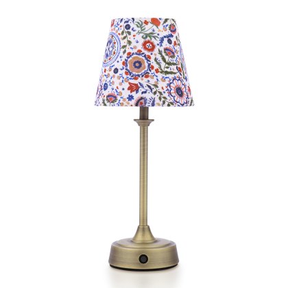Joules - Apsley Rechargeable Table Lamp Matt Antique Brass With Shade LED