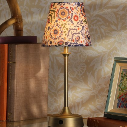 Joules - Apsley Rechargeable Table Lamp Matt Antique Brass With Shade LED