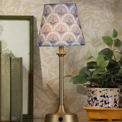 Joules - Apsley Rechargeable Table Lamp Matt Antique Brass With Shade LED