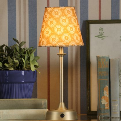 Joules - Apsley Rechargeable Table Lamp Matt Antique Brass With Shade LED