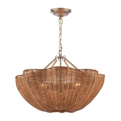 Joules - Braywick 3 Light Pendant Satin Bronze and Rattan shade