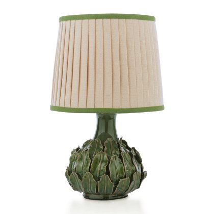 Joules - Chatsworth Table Lamp Green Ceramic and Matt Antique Brass With Shade