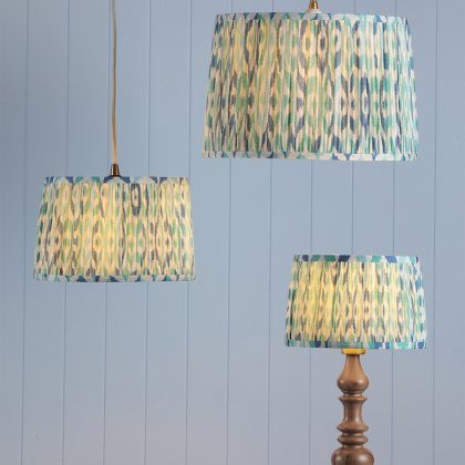 Joules - Folly Blue Cotton Tapered Drum Shade (25cm)